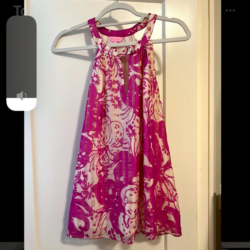 Lilly Pulitzer pink and white halter top